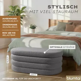 Blumtal Sitzhocker mit Stauraum Bouclé 45 x 42,5 x 110 cm Grau