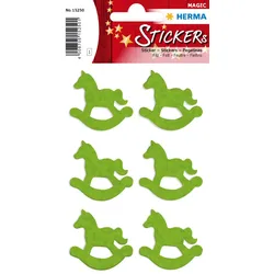 HERMA Sticker Schaukelpferd, hellgrüner Filz, Grün, Tiermuster, Pferd, Dauerhaft