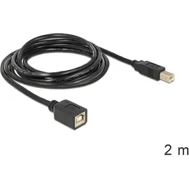 DeLock USB 2.0 USB-B Stecker, USB-B Buchse 2.00m sw Multimedia-Technik USB-Kabel