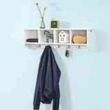 SoBuy Wandgarderobe Hängeregal Bücherregal Wandschrank mit 5 Haken weiß,
