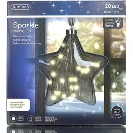 Kaemingk Lumineo Micro-LED Stern Anthrazit transparent mit Lichterkette warmweiß Ø 20 cm 20 Lichter - warmweiß