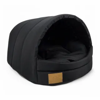 ODOLPLUSZ Hundehütte Hundehöhle Exklusives Haus Hund oder Katze | 2 Größen Komfortabel und Waschbar (Schwarz, M)