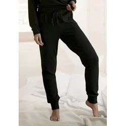 Loungehose LASCANA, Damen, Gr. 32/34, N-Gr, schwarz, Strick, Obermaterial: 68% Polyester, 30% Viskose, 2% Elasthan, unifarben, feminin, bequem knöchellang, Hosen, Relaxhose mit seitlichen Taschen