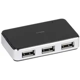 Vivanco USB 2.0 HUB (4-Port aktiv, Metallgehäuse, inkl. Netzteil) schwarz/silber