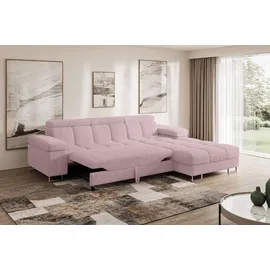 altdecor Ecksofa Cord mit Schlaffunktion 2-Sitzer Grau