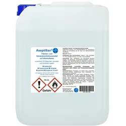 AseptiSan - VAH gelistet I 10 Ltr. Kanister I Händedesinfektionsmittel I Pharmazentralnummer-16613762 I HERRLAN Qualität I Made in Germany