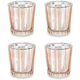 Partydeco Teelichthalter 5,5x6cm Glas roségold