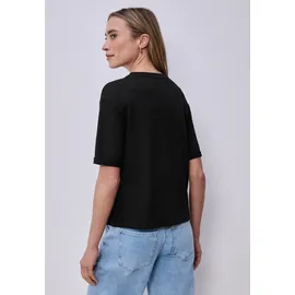 STREET ONE T-Shirt mit Rundhals, im Strick-Look - schwarz,