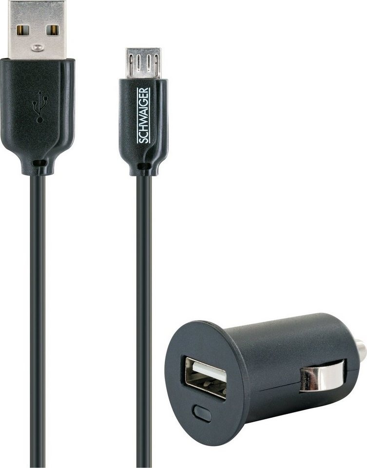 Schwaiger LSET200 513 Smartphone-Kabel, USB 2.0 A Stecker, USB Micro B Stecker, (100 cm), inklusive Ladeadapter schwarz