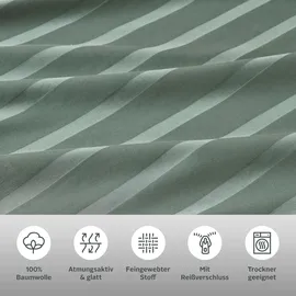 LeGer Home by Lena Gercke Bettwäsche »Leonore« 2 Stk., tlg. Mako-Satin, Streifen aus 100% Baumwolle, Größe ab 135x200 cm 78558740-0 grün 1 Stk.,