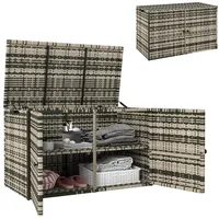 Outsunny Rattan Auflagenbox 350L 2-Ebenne wetterfest Kissenbox mit Deckel