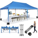 HOTEEL Faltpavillon 3x6 Pavillon Wasserdicht Stabil Partyzelt Faltbar, Faltzelt Pavilion Klappbar Mit Rolltasche & 4 Sandsäcken, Einfacher Aufbau für Hochzeiten, Gewerbe, Partys, UV50+ Schutz, Blau