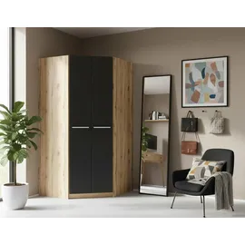 Priess Eckkleiderschrank PRIESS "Barcelona Kleiderschrank Ecklösung Raumwunder", schwarz (astkernbuche, schwarz), B:95cm H:193cm T:95cm, Holzwerkstoff, Schränke, Eckkleiderschrank, in 2 Tiefen Schrank Eckschrank Garderobe