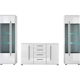 Home Affaire Wohnwand HOME AFFAIRE "Cantara, moderne Anbauwand, Wohnzimmer-Set, in Eiche Evoke oder Weiß", weiß, B:290cm H:270cm T:42cm, Holzwerkstoff, Kastenmöbel-Sets, Wohnwand, enthält zwei Vitrinen und ein Sideboard