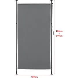 pro.tec Senkrechtmarkise 150 x 270 cm Dunkelgrau Polyester