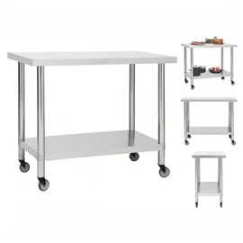 vidaXL Küchen-Arbeitstisch mit Rollen 100x45x85 cm Edelstahl