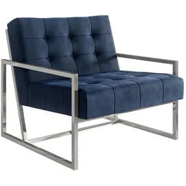 s-style möbel Loungesessel Tampa Samtstoff 84 x 81 x 89 cm Blau/Silber