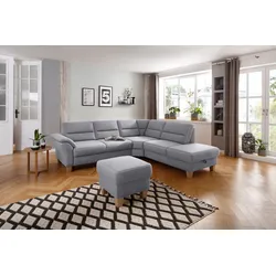 Ecksofa HOME AFFAIRE "Soleo L-Form", grau, B:262cm H:89cm T:235cm, Luxus-Microfaser ALTARA NUBUCK (100% Polyester), Struktur (100% Polyester), Luxus-Microfaser Lederoptik (100% Polyester), Sofas, komfortabel durch Trapezecke mit Relaxfunktion, auch mit Bettfunktion
