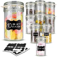 Creative Home 10 x Einmachgläser mit Bügelverschluss | 500ml