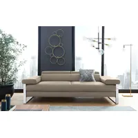 2-Sitzer W.SCHILLIG "finn", braun (stone z59), B:230cm H:71cm T:106cm, Flachgewebe S22 (100% Polyester);Stoff S37 (100% Polyester);Longlife Xtra-Leder Z59: Glattleder mit modischer Prägung. Hautstärke 0, 9 - 1, 1 mm, Sofas, German Design Award 2016, Fußgestell Chrom glänzend, Breite 230 cm