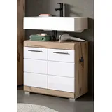Inn.Furn Waschbeckenunterschrank in Weiß Hochglanz und Eiche 60 cm Willow