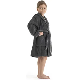 Bruno Banani Kinderbademantel BRUNO BANANI "Danny, Ideal für Zuhause, Schwimmbad oder im Urlaub" Gr. 140, grau (anthrazit), L:91cm, Walkfrottee, Hausmäntel, mit Logostreifen, aus 100% Baumwolle