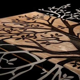 Asir Wanddekoration 85x58 cm Baum Holz/Metall - Braun/Schwarz