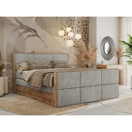 MKS Boxspringbett mit Bettkasten ¦ grau ¦ Maße (cm): B: 168 H: 113