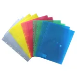 EXXO by HFP Dokumententasche Sammeltasche A4 quer, 10 Stück, PP-Kunststoff, mit Klettverschluss, 310 x 235 mm (Transparent farblich sortiert)