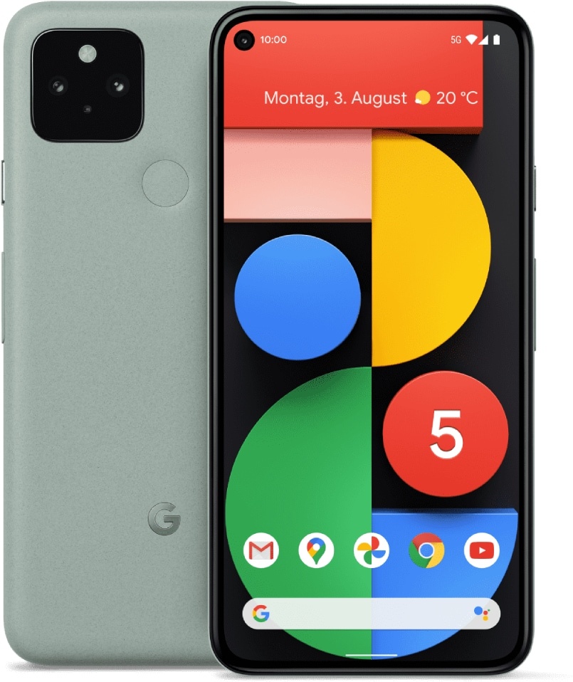 Google Pixel 5 (128 GB, Sorta Sage, 6", Single SIM, 16 Mpx, 5G), Smartphone, Grün