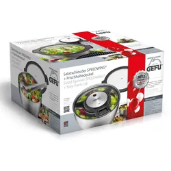 GEFU Salatschleuder SPEED WING Edelstahl 5 Liter mit GRATIS Frischhaltedeckel
