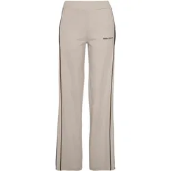 Loungehose LASCANA, Damen, Gr. 40/42, N-Gr, beige (sand), Sweatware, Obermaterial: 100% Baumwolle, unifarben, bestickt, casual, bequem lang, Hosen, Loungeanzug