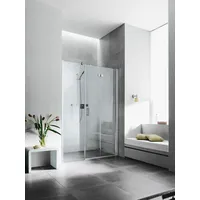 Kermi Pendel-Falttür mit Festfeld links „Diga“ Glas SR Opaco, Profile Silber Hochglanz, Falttür BV: 1080 - 1120 mm WE: 1080 - 1120 mm H: 2000 mm