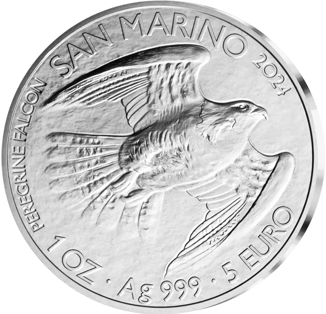 San Marinos erste 5 Euro-Silber-Anlagemünze "Wanderfalke" 2024