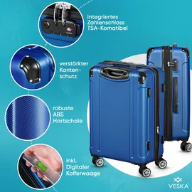 veska Hartschalenkoffer Kofferset 3 teilig mit TSA Zahlenschloss 4 Rollen ABS-Hartschale, Reisekoffer Trolley Rollkoffer Koffer - oliv-grün - Olive/Grün