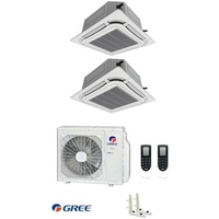 GREE MultiSplit 2 Räum Deckenkassetten 3,5+5,0kW Klimaanlage R32 Aggregat 6,1kW