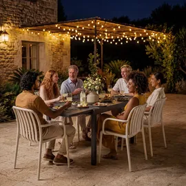 Tectake Aluminium-Gartentisch ausziehbar 70–140 x 70 x 75 cm Dunkelgrau