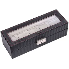 SACHER Uhrenetui für 5 Uhren carvon/schwarz (Leder)