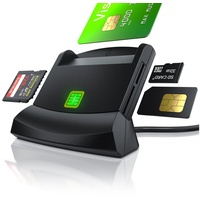 CSL USB-Adapter, 160 cm, USB Chipkartenleser - SmartCard Reader - Cardreader - smart Card Reader - unterstützt Smart Cards und SIM Cards, Sdcard, Micro Sd schwarz