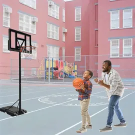 Costway Basketballständer höhenverstellbar, Basketballkorb mit Ständer, Basketballanlage rollbar, Korbanlage gee... - Schwarz/Rot