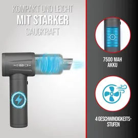 Heyner HEYNER® Akku Auto Staubsauger - 6.500 Pa I Staubgebläsefunktion + Bürstenloser Motor + 4 Geschwindigkeitsstufen + Waschbarer HEPA-Stahl-Filter +... - Grau