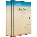 Banjado XXL Medizinschrank Abschliessbar 35x46x15cm Arzneischrank Anthrazit Aus Metall Mit Motiv Postkarte