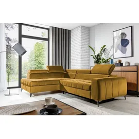Fun Möbel Ecksofa Schlafsofa Sofa AGNESA Stoff Salvador Honiggelb Ottomane Links