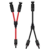 6 mm2 Solarkabel Y-Verteiler,1 Paar Solarpanel 1Y2 10AWG Y Stecker Fotovoltaik Kabel, für Solaranlage Steckerfertig(Rot +Schwarz).