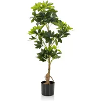 HJH Office Kunstpflanze SCHEFFLERA / Kunstbaum im Topf, mit Echtholzstamm, Höhe 100 cm