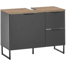 Stella Trading Waschbeckenunterschrank 2 Schubladen 80 x 60 x 35 cm Schwarz/Eiche