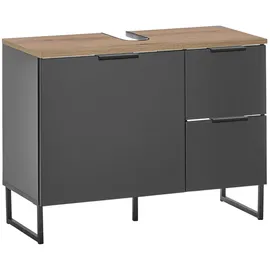 Stella Trading Waschbeckenunterschrank 2 Schubladen 80 x 60 x 35 cm Schwarz/Eiche
