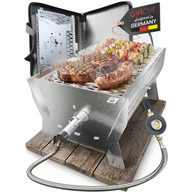 ovicue Mobiler Steck-Gasgrill Silber