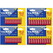 Varta Longlife Max Power Batterie-Set Mignon, Micro 40er Set