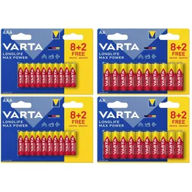 Varta Longlife Max Power Batterie-Set Mignon, Micro 40er Set